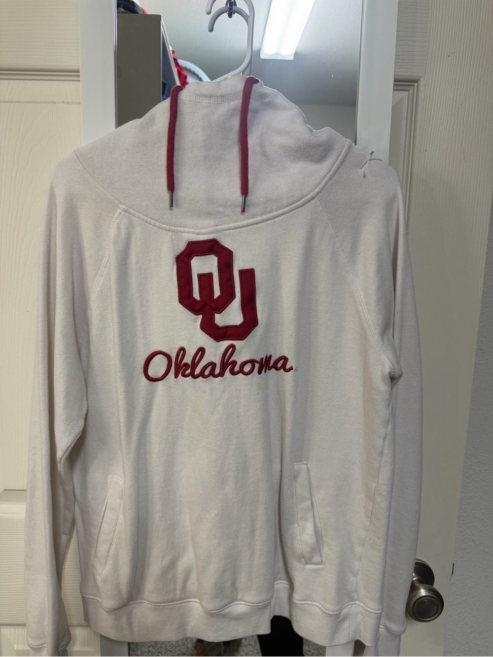 Colosseum Women's Crewneck Hoodie - White with Crimson Logo